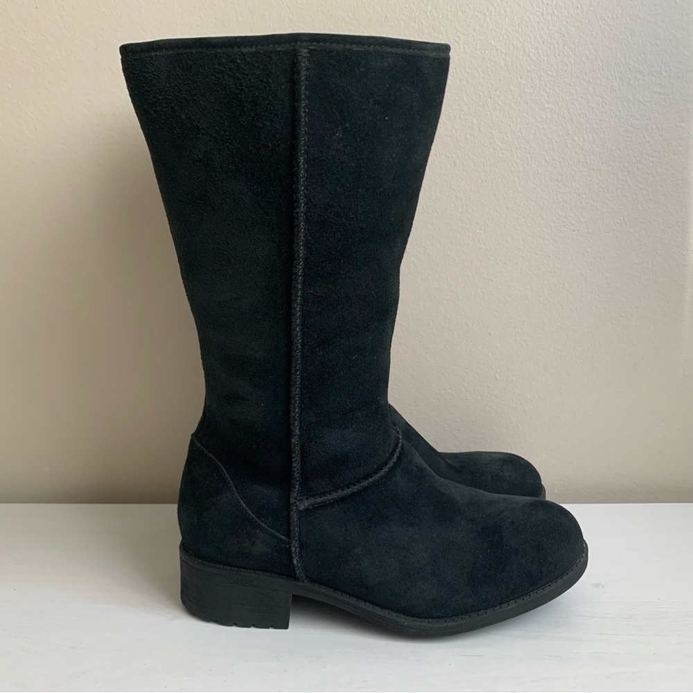 UGG Australia Linford Black Suede Block Heel Zip Boots Style 1012554 Size 5.5